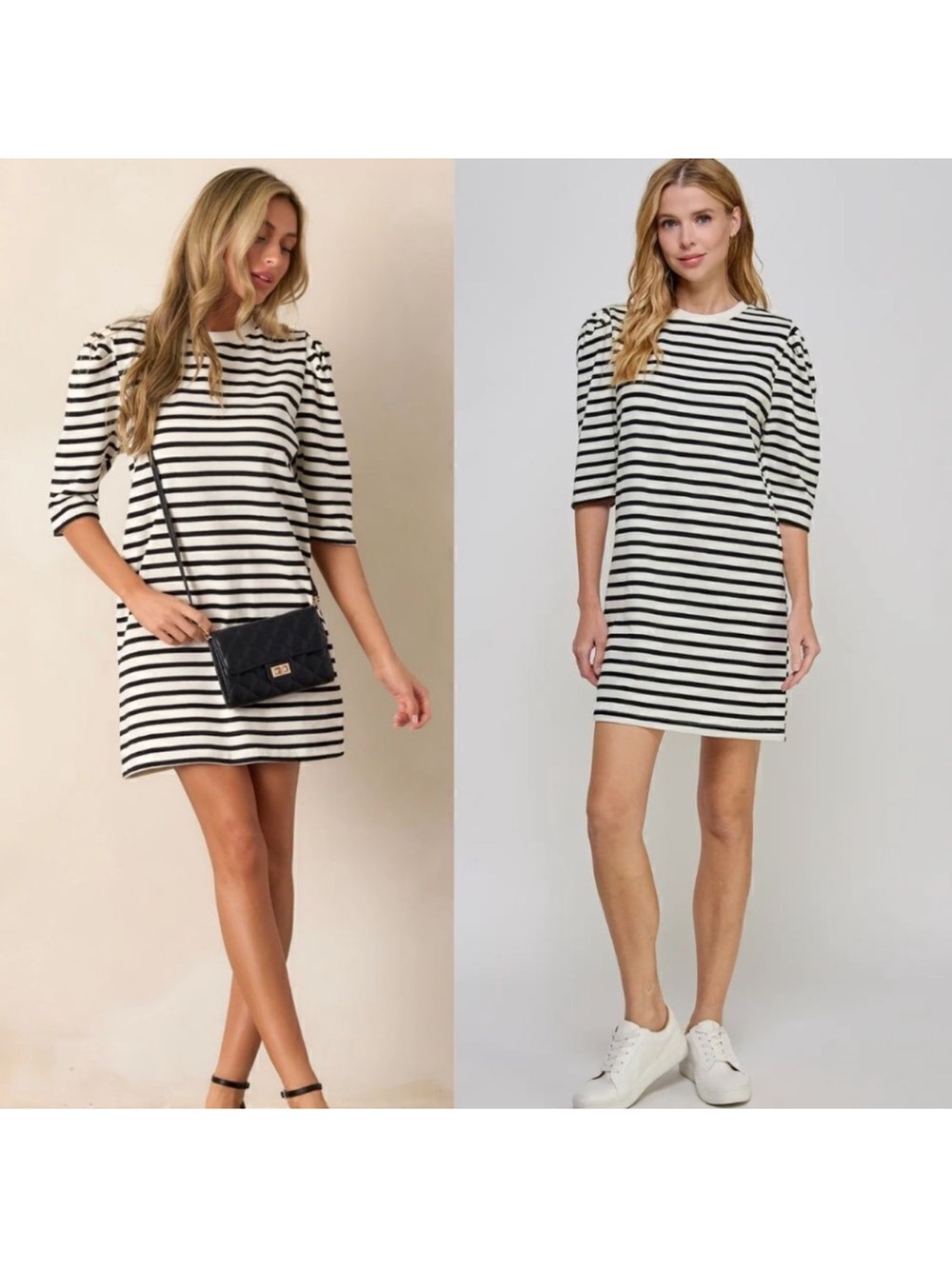 Ellison Puff Sleeve Striped Mini Dress
